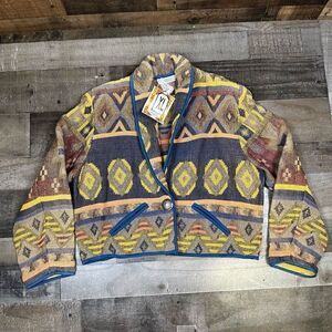Dress Barn Women’s XL Vintage Southwestern Tribal Blazer Woven Bolero Jacket NWT